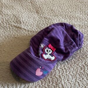Purple Striped Cap with Penguin Design